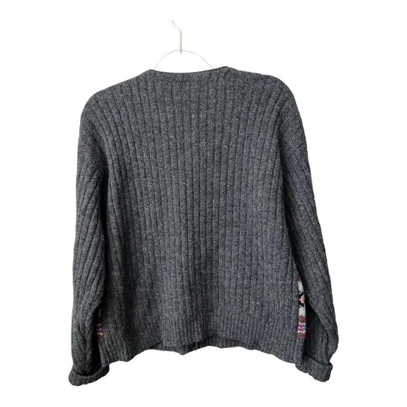 Northern Reflections Womens Fair Isle 100% Wool Full Zip Sweater Gray Nordic Vtg - Picture 2 of 11
